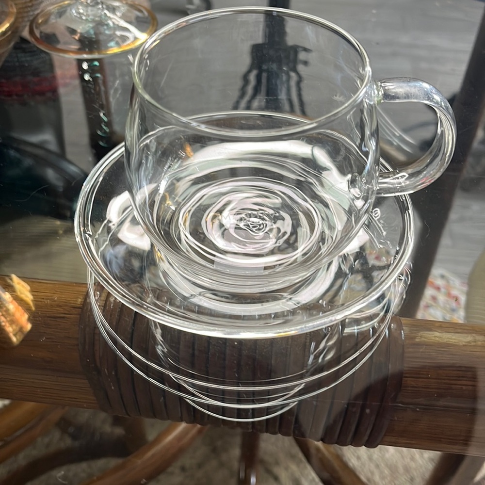 Vahdam India Glass Mug & Saucer